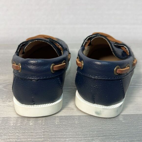 Janie and Jack 100045616 Boy Leather Boat Shoe Navy Blue size 4 NWT - Picture 5 of 8
